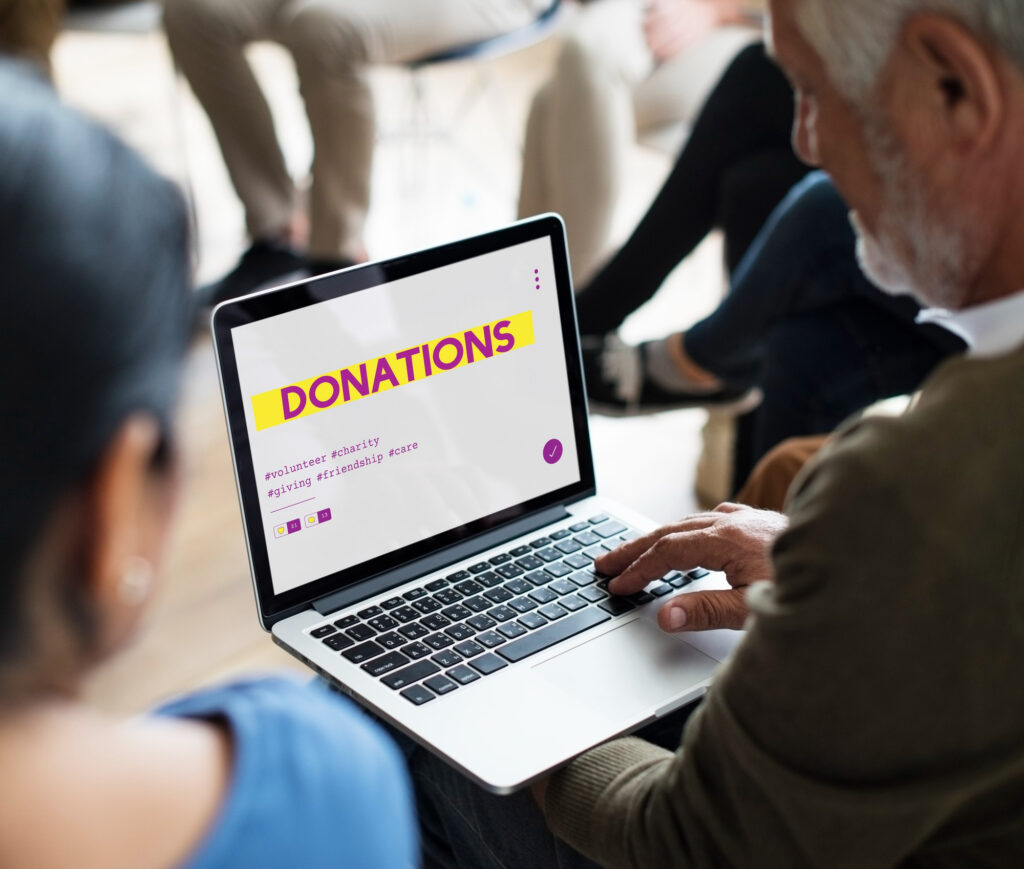 donations screen on laptop