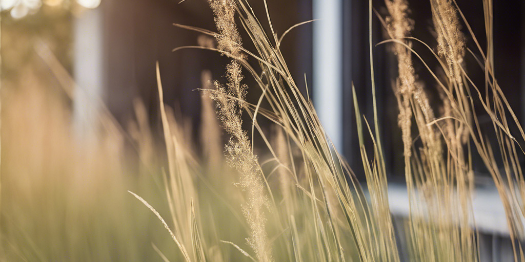 native texas grass in focus against grassy background